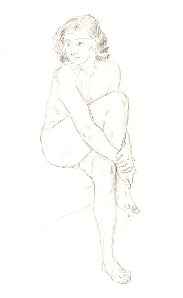 Vintage erotic nude art of a naked woman. Seated Female Nude (1915–1934) by Isaac Israels. Original from The Rijksmuseum. Digitally enhanced by rawpixel.
