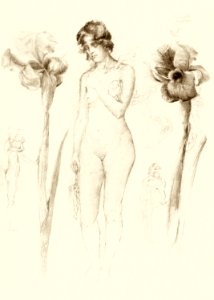 Vintage erotic nude art of a naked woman. Nude and Iris (1919) by Solon H. Borglum. Original from The Smithsonian. Digitally enhanced by rawpixel.