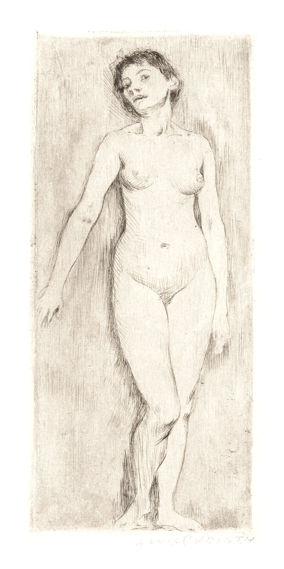 Naked woman showing her breasts, vintage nude illustration. Standing Female  Nude (1896) by Lovis Corinth. Original from The Rijksmuseum. Digitally  enhanced by rawpixel. - Traditional visual art under Public domain license