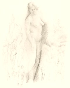 Vintage erotic nude art of a naked woman. Nude by Solon H. Borglum. Original from The Smithsonian. Digitally enhanced by rawpixel.