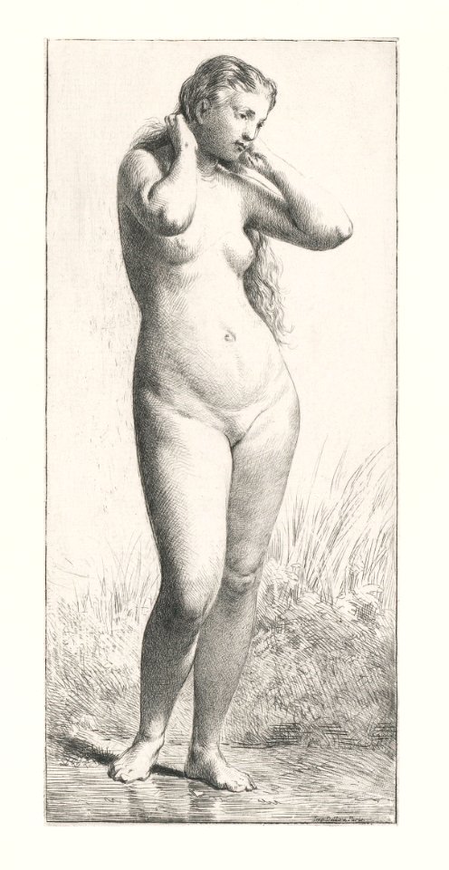 496px x 960px - Naked woman posing sexually, vintage nude illustration. Staande naakte  vrouw (1846) by Charles Emile Jacque. Original from The Rijksmuseum.  Digitally enhanced by rawpixel. - Free Stock Illustrations | Creazilla