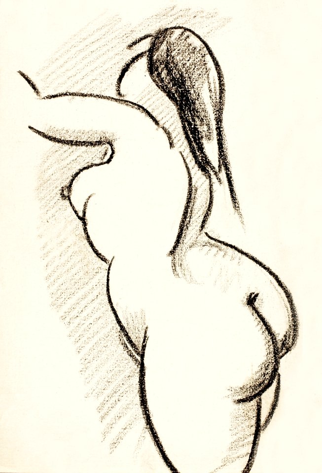 Woman showing off naked bum, vintage nude illustration. Female Nude by Carl Newman. Original from The Smithsonian. Digitally enhanced by rawpixel.