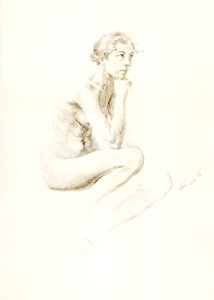 Vintage erotic nude art of a naked woman. Untitled (seated female nude) (1897) by Karl Bitter. Original from The Smithsonian. Digitally enhanced by rawpixel.