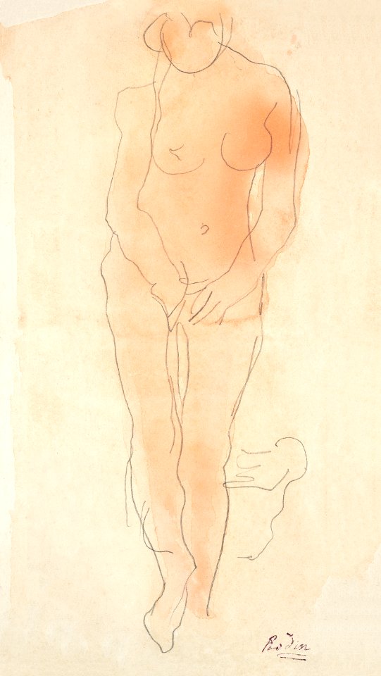 Naked woman posing sensually, vintage erotic art. Studies of nudes standing (recto and verso) by Auguste Rodin. Original from Yale University Art Gallery. Digitally enhanced by rawpixel.