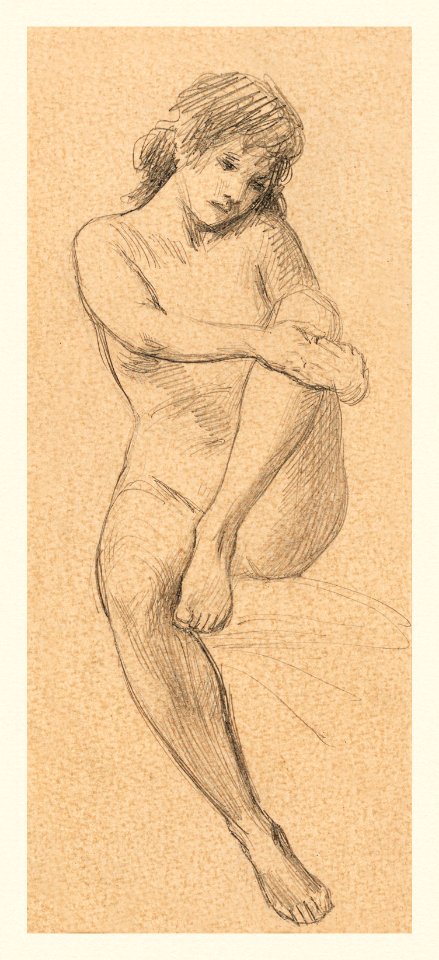 Vintage erotic nude art of a naked woman. Female Nude (1890) by James Wells Champney. Original from The Smithsonian. Digitally enhanced by rawpixel.