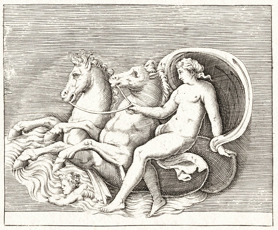Female Nude with Two Seahorses (1599–1622) by Anonymous. Original from The MET museum. Digitally enhanced by rawpixel.