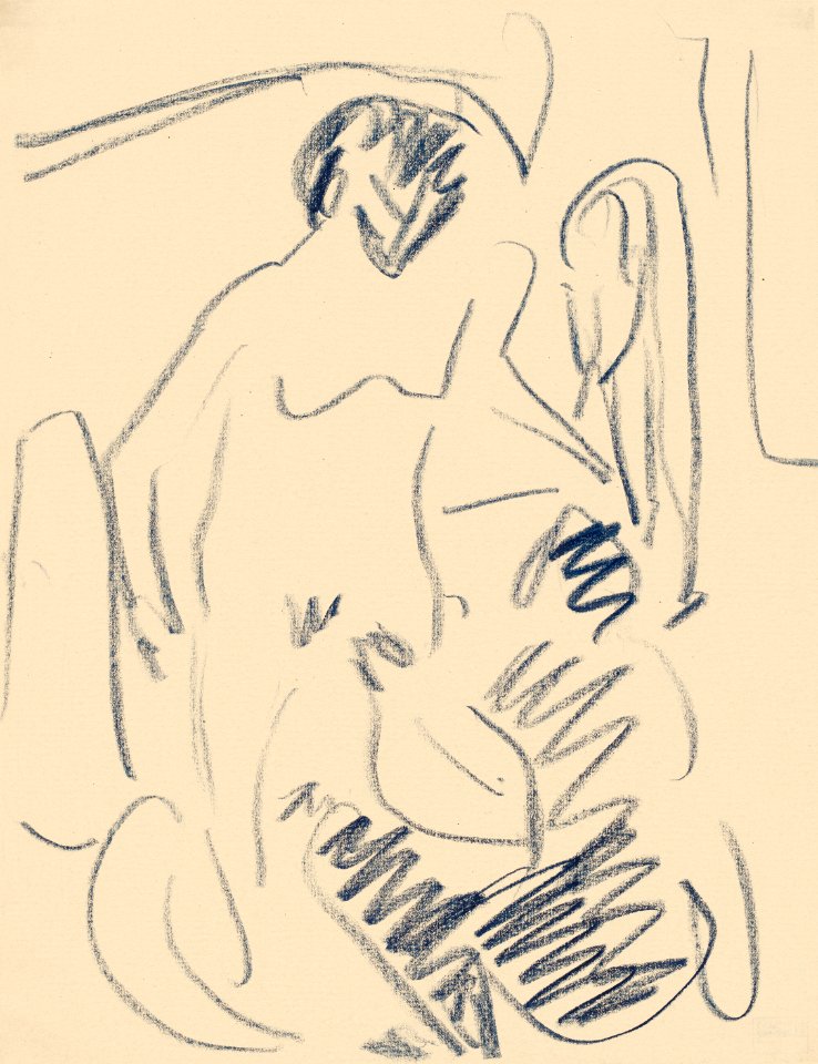 Nude on the Beach (1910) by Ernst Ludwig Kirchner. Original from The National Gallery of Art. Digitally enhanced by rawpixel.