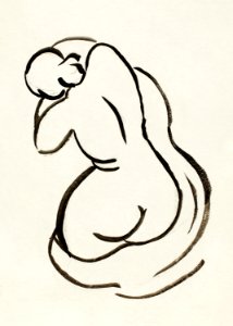 Woman showing off naked bum, vintage nude illustration. Female Nude by Carl Newman. Original from The Smithsonian. Digitally enhanced by rawpixel.