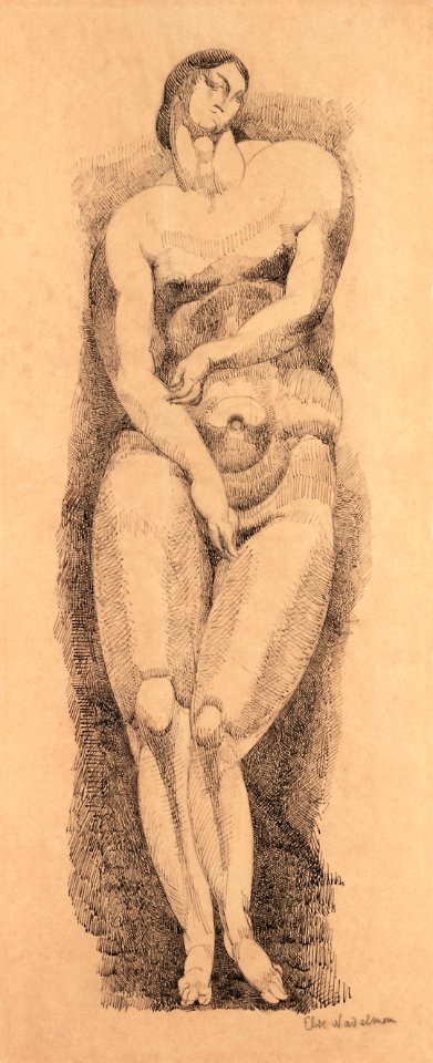 Vintage erotic nude art of a naked woman. Standing Female Nude (1909) by Elie Nadelman. Original from The Smithsonian. Digitally enhanced by rawpixel.
