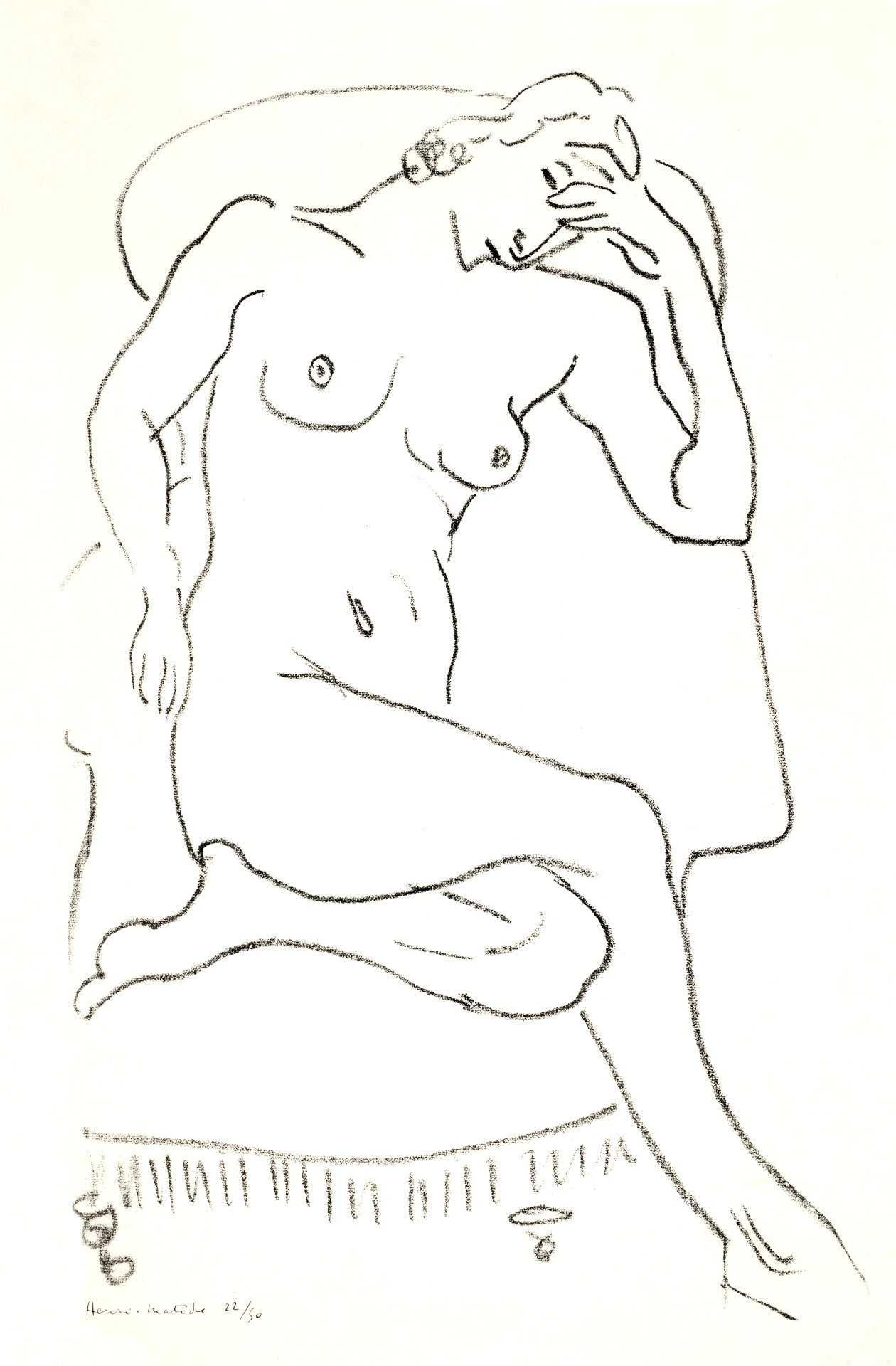 Naked woman posing sensually, vintage erotic art. Nude sitting in a chair ,  one leg folded (1922) by Henri Matisse. Original from Yale University Art  Gallery. Digitally enhanced by rawpixel. - Traditional