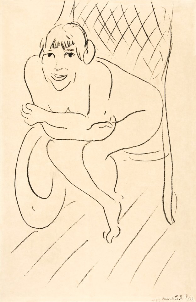 Naked woman posing sensually, vintage erotic art. Nude Seated in a Rocking Chair (1914) by Henri Matisse. Original from The Yale University Art Gallery. Digitally enhanced by rawpixel.
