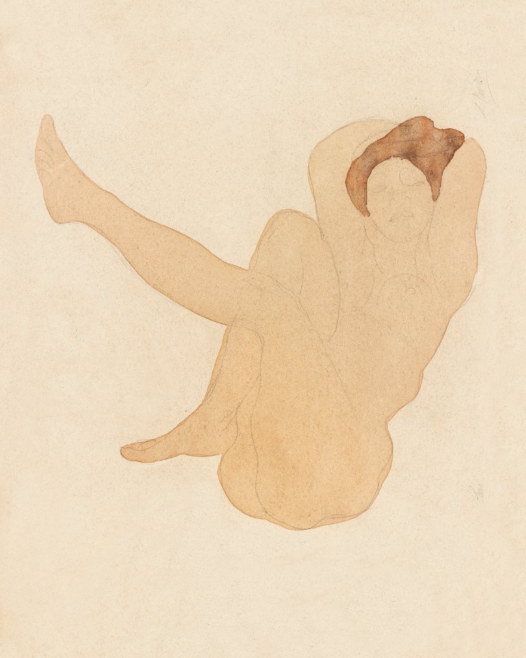 Naked woman posing sensually, vintage erotic art. Nude Seated, Left Leg Extended by Auguste Rodin. Original from The Yale University Art Gallery. Digitally enhanced by rawpixel.
