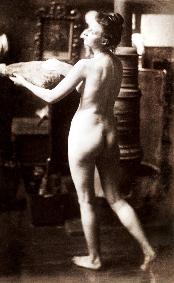 Nude Photography, study of a female nude model, seen diagonally from the back (ca. 1883–1914). Original from The Rijksmuseum. Digitally enhanced by rawpixel.