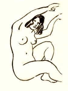 Naked woman showing her breasts, vintage nude illustration. Female Nude by Carl Newman. Original from The Smithsonian. Digitally enhanced by rawpixel.