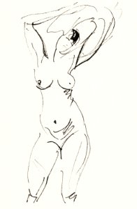 Naked woman showing her breasts, vintage nude illustration. Standing Female Nude (1892–1916) by Rik Wouters. Original from The Rijksmuseum. Digitally enhanced by rawpixel.. Free illustration for personal and commercial use.