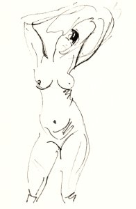 Naked woman showing her breasts, vintage nude illustration. Standing Female Nude (1892–1916) by Rik Wouters. Original from The Rijksmuseum. Digitally enhanced by rawpixel.