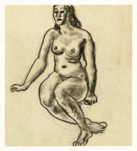 Naked woman showing her breasts, vintage nude illustration. Seated Female Nude (1891–1941) by Leo Gestel. Original from The Rijksmuseum. Digitally enhanced by rawpixel.. Free illustration for personal and commercial use.