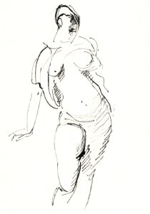 Naked woman showing her breasts, vintage nude illustration. Standing Female Nude (1892–1916) by Rik Wouters. Original from The Rijksmuseum. Digitally enhanced by rawpixel.
