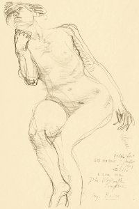 Seated Female Nude Leaning to the Left (1908) by Auguste Rodin. Original from The National Gallery of Art. Digitally enhanced by rawpixel.