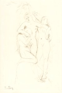 Three naked women, vintage nude illustration. Drie vrouwen met armen in omstrengeling (1893) by Auguste Rodin. Original from The Rijksmuseum. Digitally enhanced by rawpixel.. Free illustration for personal and commercial use.