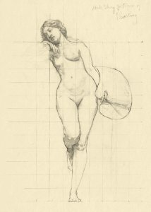 Sensual nude portrait, Nude study for figure of Painting (ca. 1896) by Kenyon Cox. Original from Library of Congress. Digitally enhanced by rawpixel.