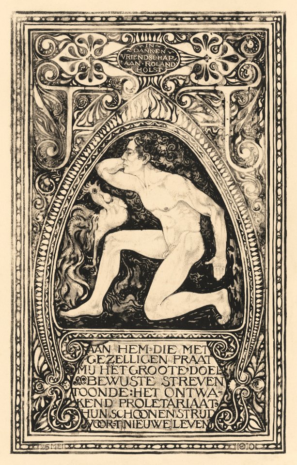 In dank en vriendschap aan Roland Holst (1910) by Jac Jongert. Original from The Rijksmuseum. Digitally enhanced by rawpixel.
