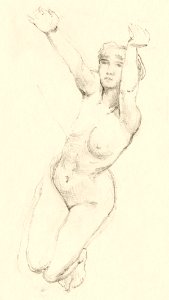 Naked woman showing her breasts, vintage nude illustration. Sketch of a Female Nude (1895) by Francis Augustus Lathrop. Original from The Smithsonian. Digitally enhanced by rawpixel.. Free illustration for personal and commercial use.