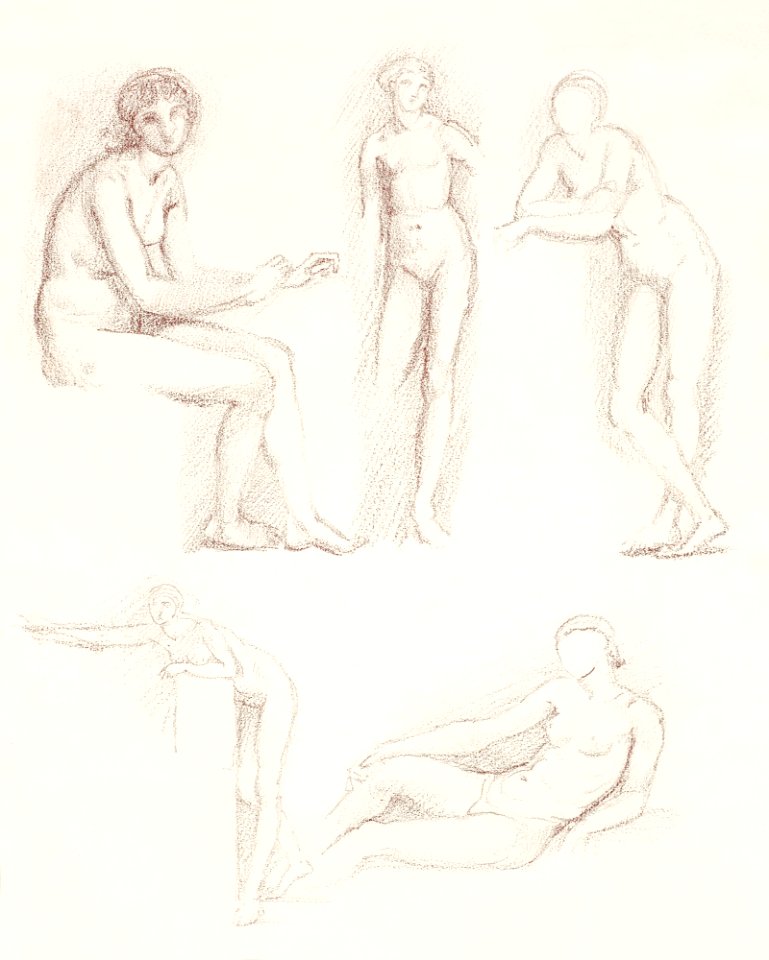 Female Nude: Five Studies by Edward Burne-Jones. Original from The Birmingham Museum. Digitally enhanced by rawpixel.