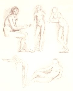 Female Nude: Five Studies by Edward Burne-Jones. Original from The Birmingham Museum. Digitally enhanced by rawpixel.