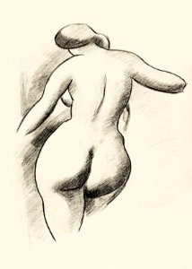 Naked woman showing bottom in sensual position, vintage nude illustration. Female Nude by Carl Newman. Original from The Smithsonian. Digitally enhanced by rawpixel.. Free illustration for personal and commercial use.