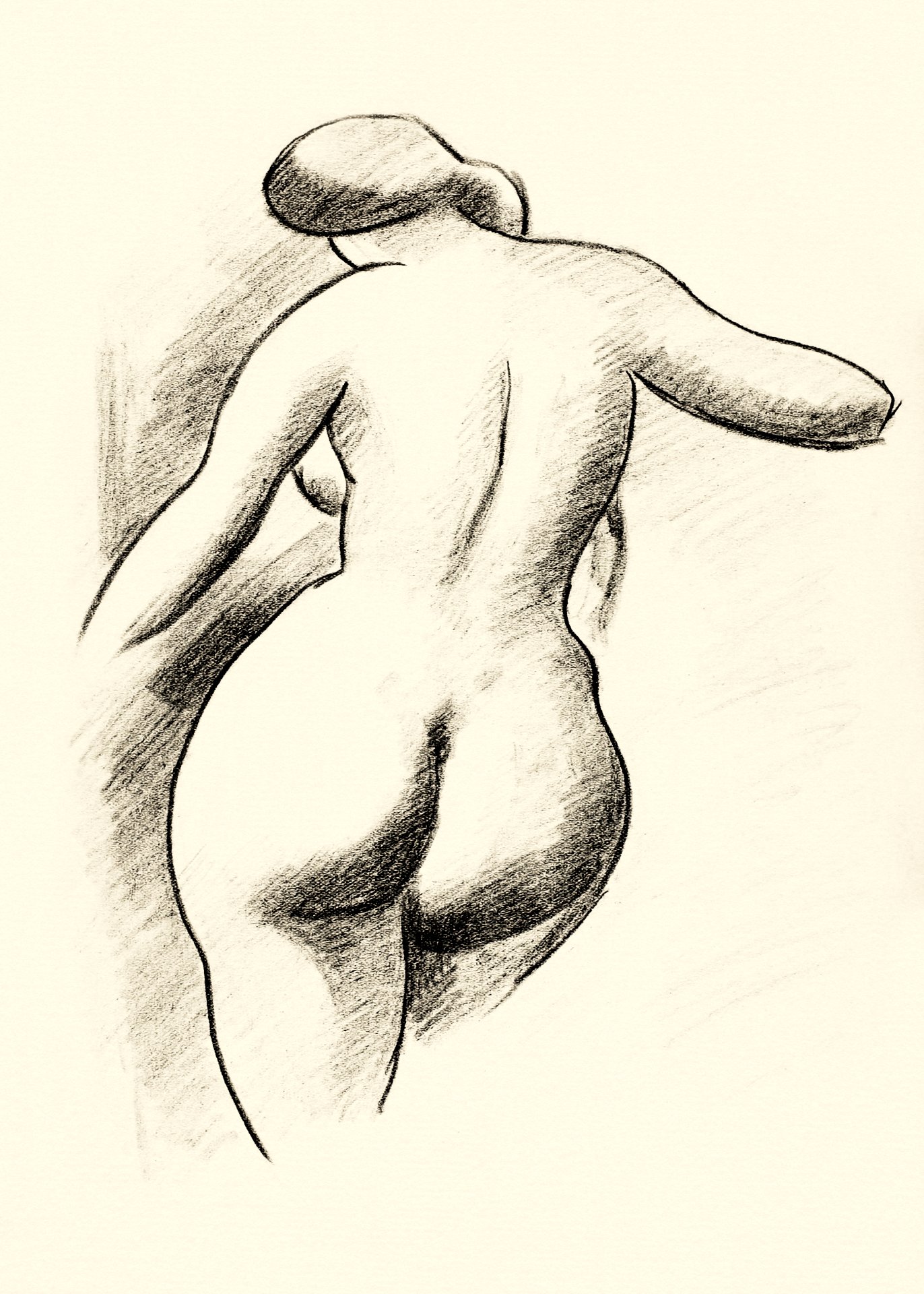 Naked woman showing bottom in sensual position, vintage nude illustration. Female  Nude by Carl Newman. Original from The Smithsonian. Digitally enhanced by  rawpixel. - Traditional visual art under Public domain license