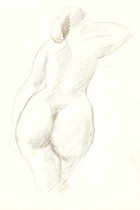 Naked woman showing bottom in sensual position, vintage nude illustration. Back View of Female Nude by Carl Newman. Original from The Smithsonian. Digitally enhanced by rawpixel.. Free illustration for personal and commercial use.