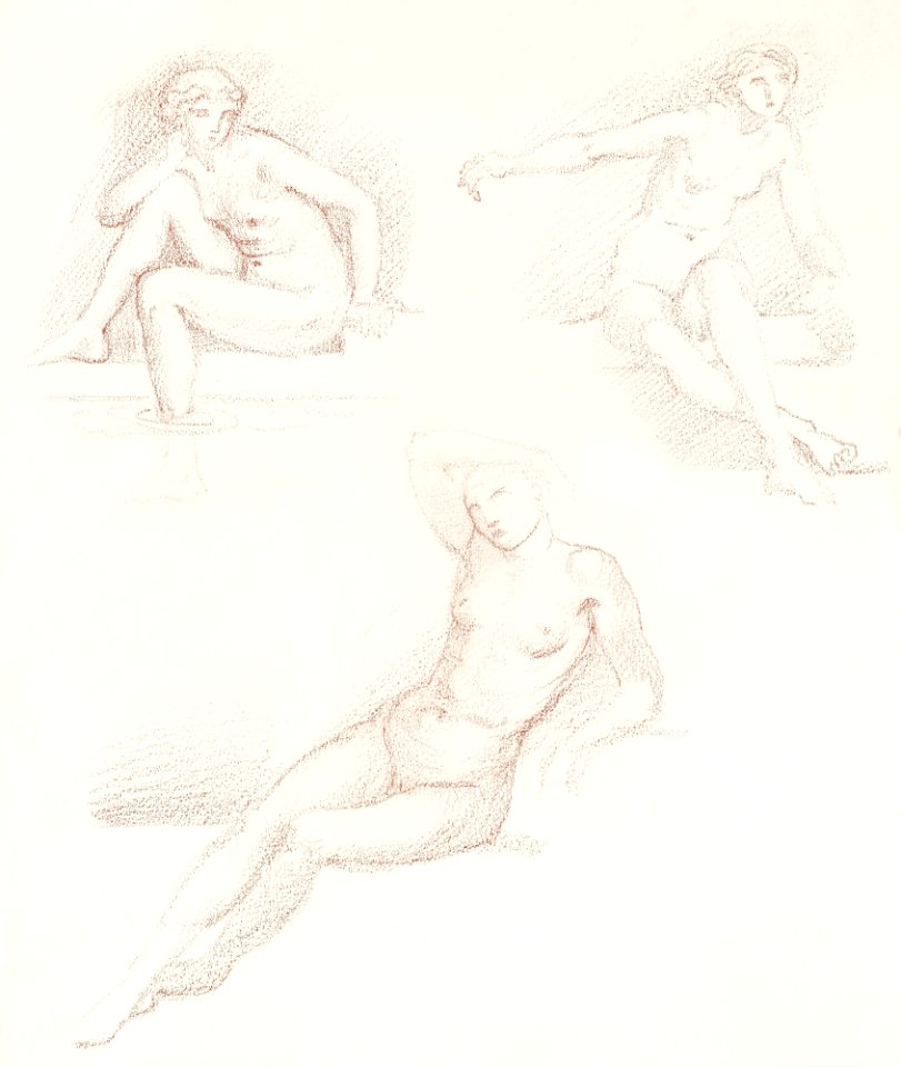 Female Nude: Three Studies of a Seated Girl by Edward Burne-Jones. Original from The Birmingham Museum. Digitally enhanced by rawpixel.