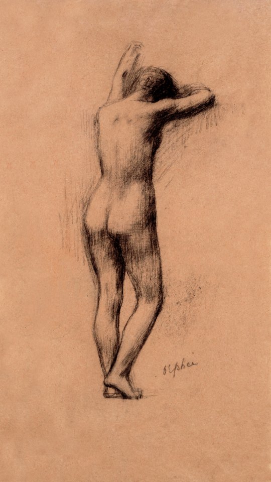 Naked woman posing sexually and showing her bum, vintage art. Orpheus (recto) by Renan, Ary Ernest. Original from The Public Institution Paris Musées. Digitally enhanced by rawpixel.