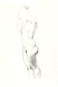 Naked woman showing her breasts, vintage erotic art. Standing Female Nude by Armand Rassenfosse. Original from The Rijksmuseum. Digitally enhanced by rawpixel.