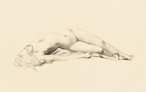 Naked woman posing sensually, vintage erotic art. Female Nude (1890) by James Wells Champney. Original from The Smithsonian. Digitally enhanced by rawpixel.. Free illustration for personal and commercial use.