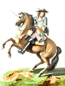 A man riding a horse by Johan Teyler (1648-1709).. Free illustration for personal and commercial use.