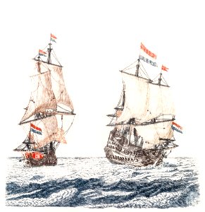 Two sailing ships at sea by Johan Teyler (1648-1709).. Free illustration for personal and commercial use.
