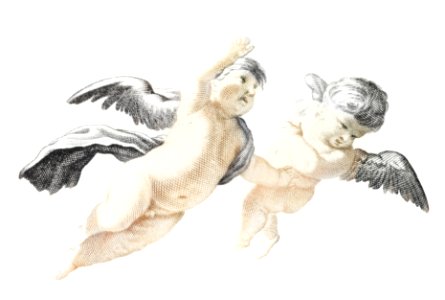 Two flying Putti by Johan Teyler (1648-1709).. Free illustration for personal and commercial use.