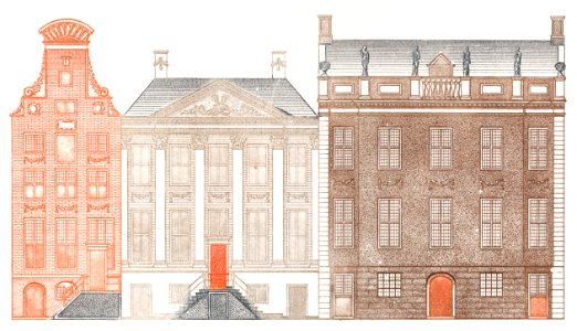 Amsterdam canal houses by Johan Teyler (1648 -1709).. Free illustration for personal and commercial use.