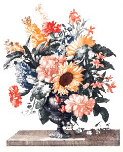Stone Vase With Sunflowers and Carnations (1688-1698) by Johan Teyler (1648-1709).. Free illustration for personal and commercial use.
