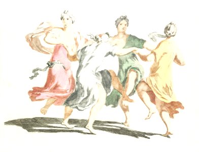 Four Dancing Women by Johan Teyler (1648-1709).. Free illustration for personal and commercial use.