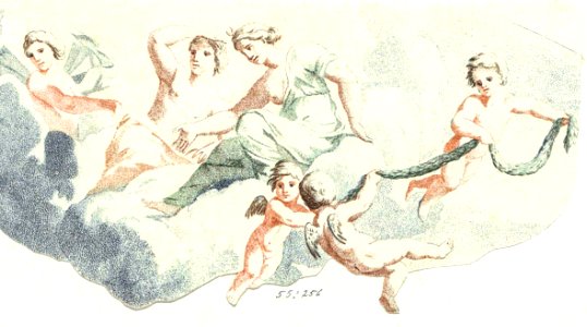 Diana and nymphs on the clouds by Johan Teyler (1648-1709).. Free illustration for personal and commercial use.