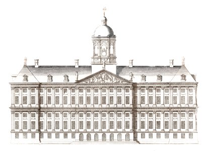 The City Hall in Amsterdam by an anonymous maker (1696-1706).. Free illustration for personal and commercial use.