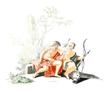 Hercules and Omphale by Johan Teyler (1648-1709).. Free illustration for personal and commercial use.