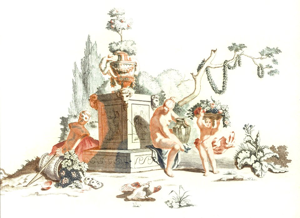 Woman and a boy at a Monument by Johan Teyler (1648-1709).