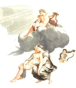 Apollo on the clouds and Jupiter with Callisto by Johan Teyler (1648-1709).. Free illustration for personal and commercial use.