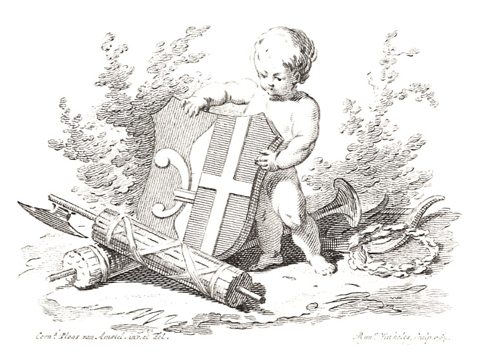 Putto met een schild met het wapen van Witsen (1765) by Cornelis Ploos van Amstel.