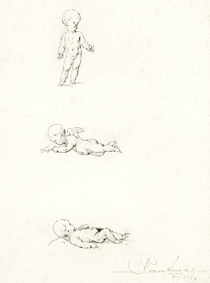 Drie studies van een putto (1746) by Cornelis Ploos van Amstel.
