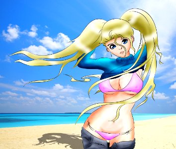 Cartoon Swimwear Anime Human Hair Color. Free illustration for personal and commercial use.